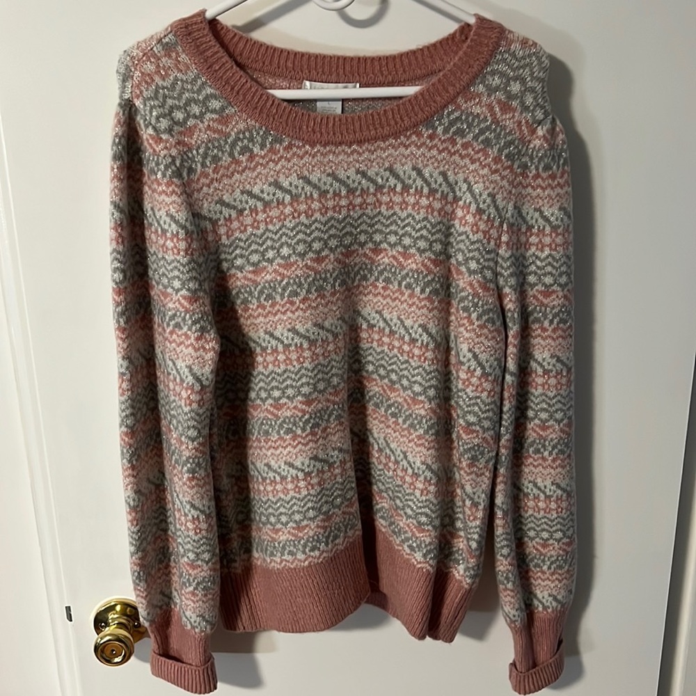 NWOT - Women’s Pink and Silver Design History Sweater